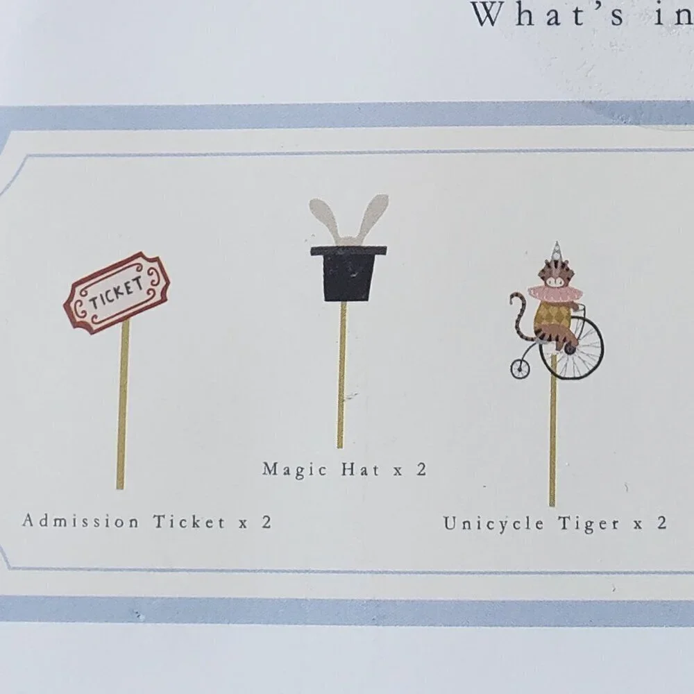NWT - Josi James Circus Cupcake Toppers - 12 Count